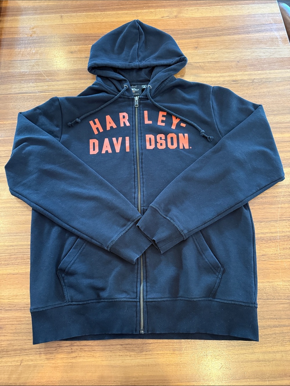 Harley-Davidson Men's Zip-Up Hoodie Iron Bond, Black  Size Large M